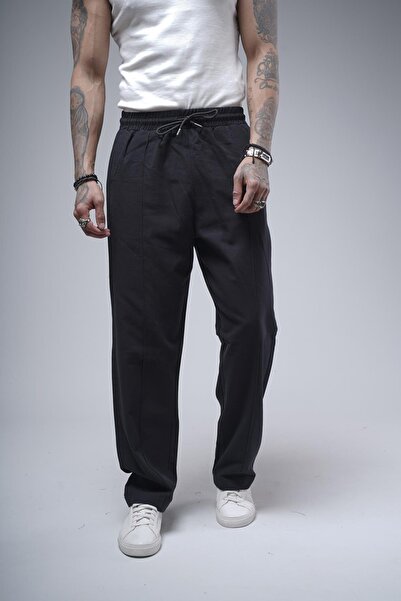 king brich Baggy Molded Men's Gabardine Trousers with Flip Front Detail