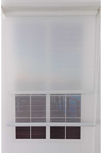 BULUT ÇİFT MEKANİZMALI BEYAZ SİMLİ TÜL, BEYAZ POLYESTER STOR PERDE