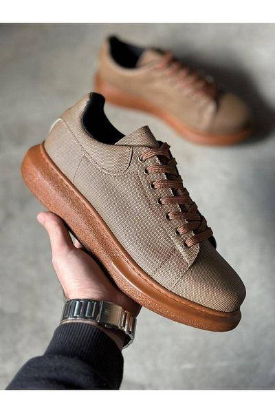 Angoravi High Sole Casual Shoes Serrated Tan