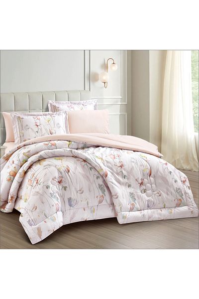 Donetella Printed Bedding Reversible Comforter Set,4-pcs Single Size Fits 170x230cm(350GSM)