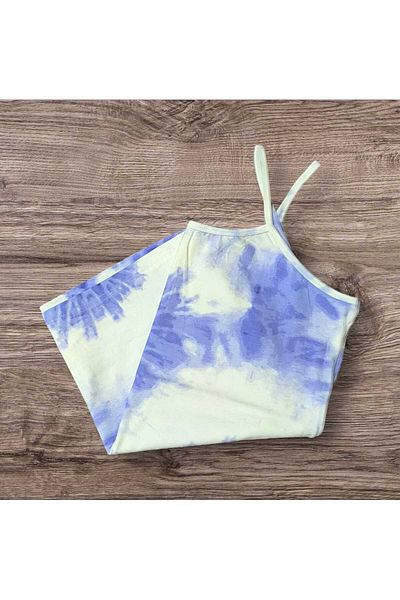 ESTA STORE Blue Tie-Dye Patterned Strap Athlete Cotton Does Not Stretch