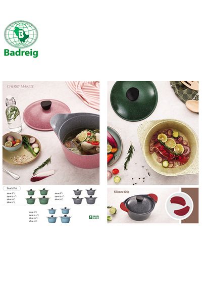badreig LAHOYA CERAMIC COATED Pot With Lid 24Cm 4.2L Red Aluminum  Marble Nonstick Coating |Made in Saudi