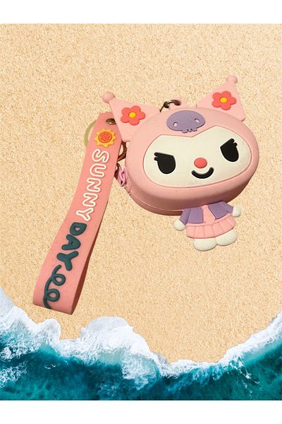 mon chemin A Quality Pink Silicone Mini Wallet - Kuromi Charm, Keychain