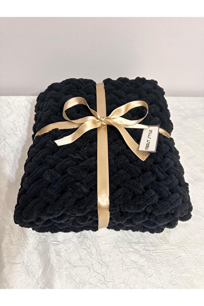 MERUT STYLE HAYATINI RENKLENDİR El örgüsü siyah hasır desen bebek battaniyesi