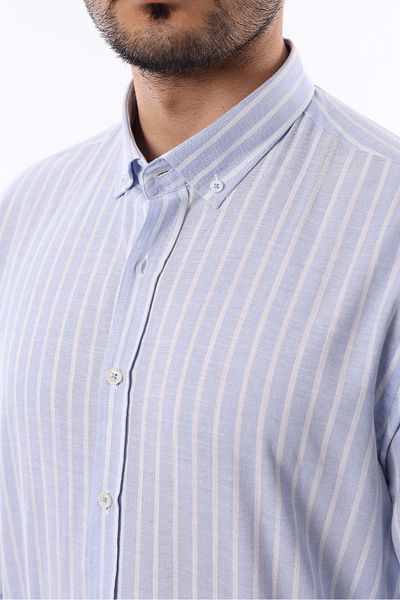 İDS COLLECTİON Cămașă din bumbac cu dungi pentru bărbați, cu mânecă lungă, cu nasturi, modernă, slim fit