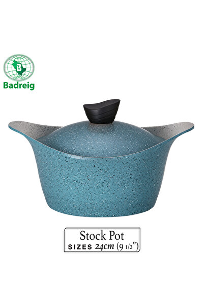badreig LAHOYA CERAMIC COATED Pot With Lid 24Cm 4.2L Blue Aluminum  Marble Nonstick Coating |Made in Saudi