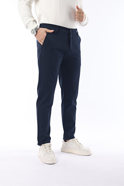 İDS COLLECTİON Mevsimlik Lacivert Slim Fit Likralı Kumaş Pantolon