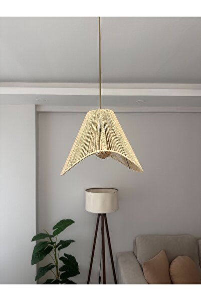 KorFam HASIR EL YAPIMI BOHEM ASİMETRİK ŞEKİLLİ RUSTİK AVİZE