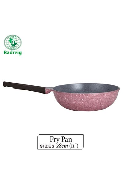 badreig LAHOYA CERAMIC COATED WOK PAN 28CM 3.9L Pink Aluminum  Marble Nonstick Coating |Made in Saudi