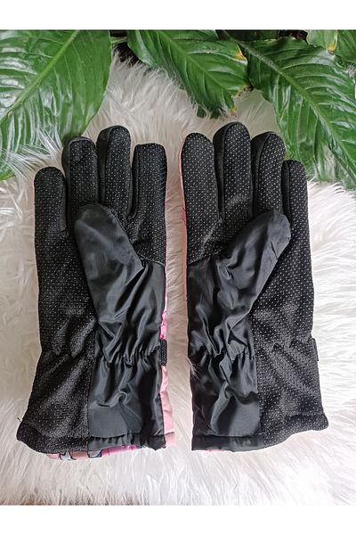 Blotch Pink Panther Waterproof Pink Color Lined Children's Ski and Snow Gloves for Ages 7-11