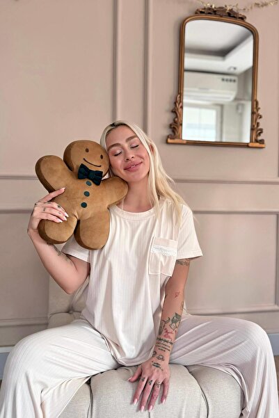 Pijamaevi Light Beige Dublin Short Sleeve Lace Women's Pajamas Set