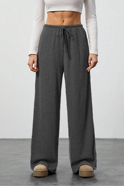 Sun Victoria Women's Anthracite High Waist Palazzo Wide Leg Camisole Trousers