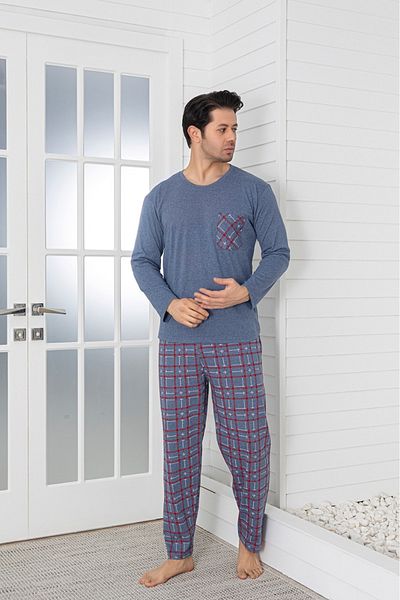 Sude HOMEWEAR Ercan Bottom Square Top με τσέπη γαλάζιο Pjm Tkm
