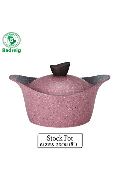 badreig LAHOYA CERAMIC COATED Pot With Lid 20Cm 2.4L Pink Aluminum  Marble Nonstick Coating |Made in Saudi