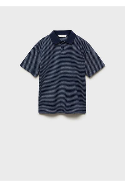 MANGO Kids Ριγέ βαμβακερό μπλουζάκι πόλο
