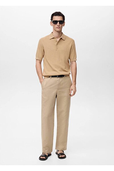 MANGO Man Geripptes Poloshirt aus Baumwollmischung