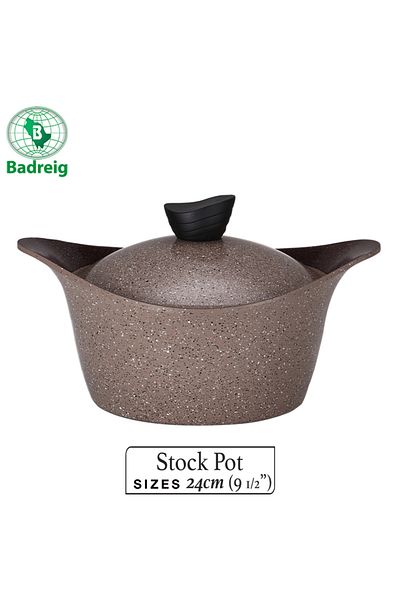 badreig LAHOYA CERAMIC COATED Pot With Lid 24Cm 4.2L Brown Aluminum  Marble Nonstick Coating |Made in Saudi