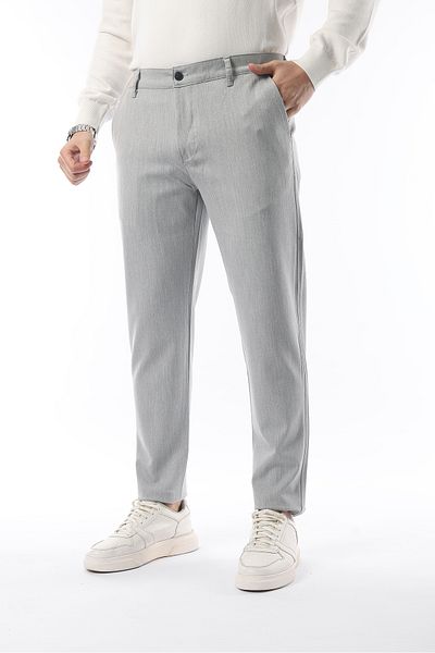 İDS COLLECTİON Pantaloni sezonieri din țesătură lycra slim fit gri deschis