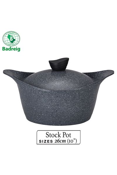 badreig LAHOYA CERAMIC COATED Pot With Lid 26Cm 5.4L Grey Aluminum  Marble Nonstick Coating |Made in Saudi