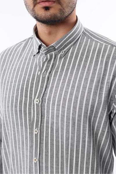 İDS COLLECTİON Cămașă din bumbac cu dungi pentru bărbați, cu mânecă lungă, cu nasturi, modernă, slim fit