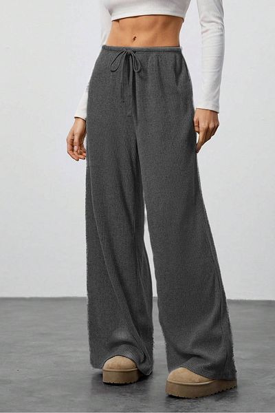 Sun Victoria Women's Anthracite High Waist Palazzo Wide Leg Camisole Trousers