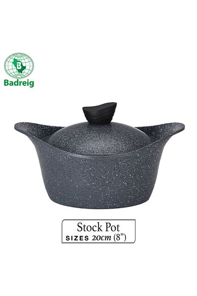 badreig LAHOYA CERAMIC COATED Pot With Lid 20Cm 2.4L Grey Aluminum  Marble Nonstick Coating |Made in Saudi