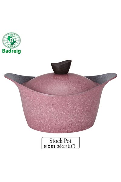 badreig LAHOYA CERAMIC COATED Pot With Lid 28Cm 6.15L Pink Aluminum  Marble Nonstick Coating |Made in Saudi
