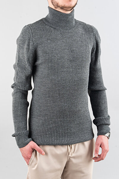 bombe Men's Slim Fit Turtleneck Cotton Turtleneck Sweater Gray