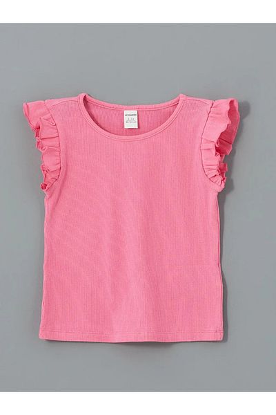 LC Waikiki Μπλουζάκι για κοριτσάκι LCW Kids Pink Crew Neck με υφή