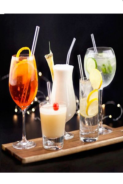 LİZYA BABY Glass Straw Thick Glass Straw 5 Pieces Thick Glass Inclined Straw