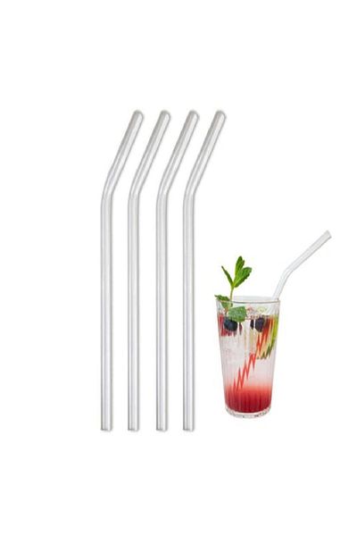 LİZYA BABY Glass Straw Thick Glass Straw 5 Pieces Thick Glass Inclined Straw