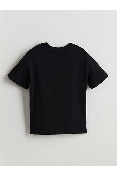 LC Waikiki Tricou pentru fetiță, negru, cu decolteu, cu cusături, pentru copii LCW