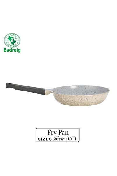 badreig مقلاة لاهويا المطلية بالسيراميك 26 سم 2.3 لتر من الألومنيوم العاجي بط...