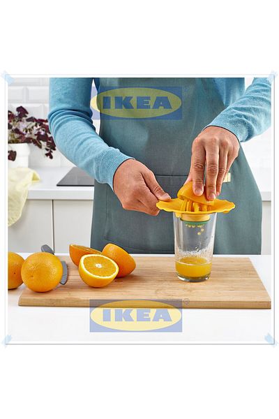 IKEA Yellow Color Lemon Squeezer, Height 7 Cm, Diameter 15 cm