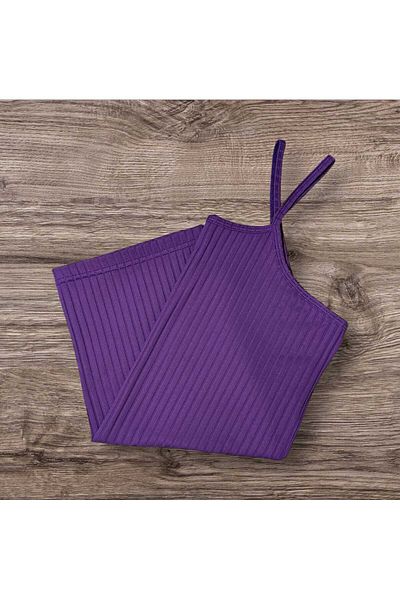 ESTA STORE Rib Viscose Combed Cotton Purple Color Rope Suspender Undershirt