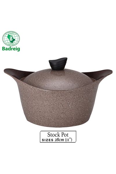 badreig LAHOYA CERAMIC COATED Pot With Lid 28Cm 6.15L Brown Aluminum  Marble Nonstick Coating |Made in Saudi