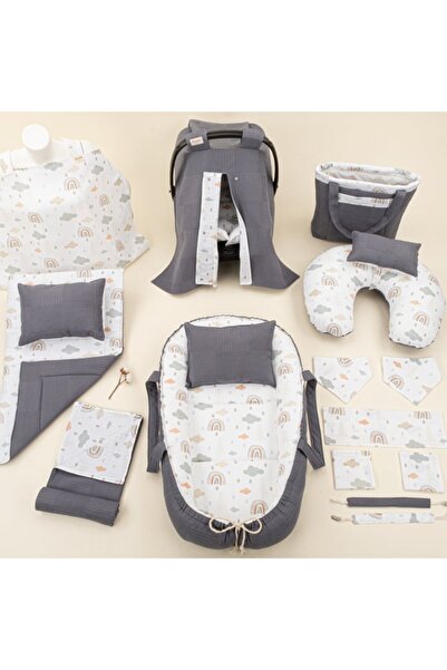 Yunikobaby 18 Pieces Full Set - Double Sided - Anthracite Waffle - Green Rainbow