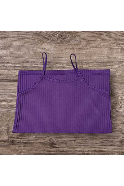 ESTA STORE Rib Viscose Combed Cotton Purple Color Rope Suspender Undershirt