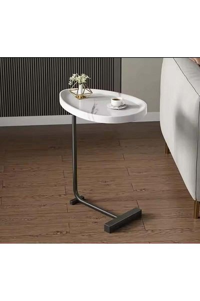 kafeny Black serving table with white wooden top
