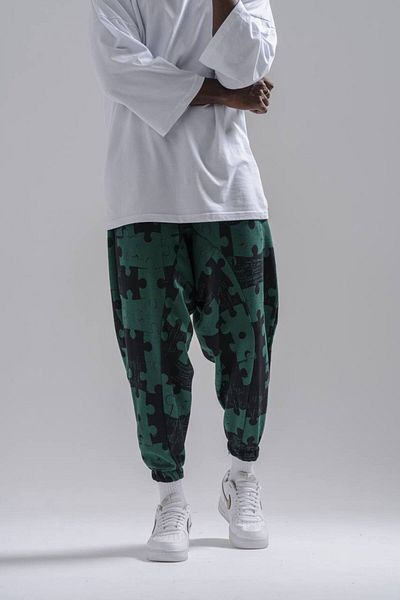Superbluemexico Ανδρικό παντελόνι με σχέδιο Jogger Khaki Shalwar