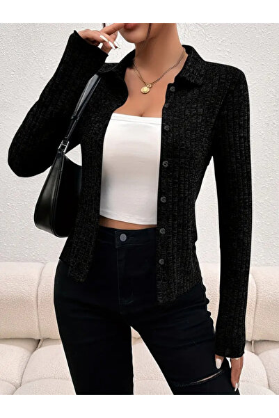 babatr.com    Women's Long Sleeve Collared Front Buttoned Short Jacket