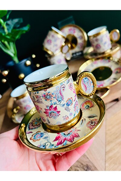 CASA DE BELLA Yellow 6 Kişilik Porselen Kahve Fincanı