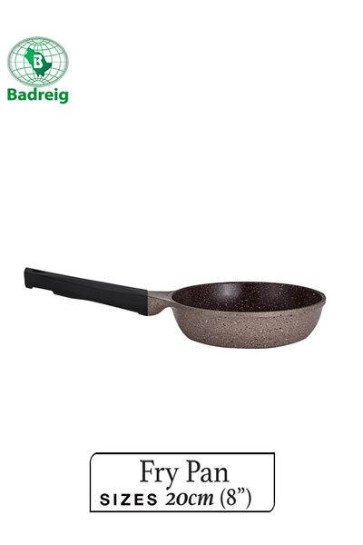 badreig LAHOYA CERAMIC COATED FRY PAN 20CM 1.2L Brown Aluminum  Marble Nonstick Coating |Made in Saudi