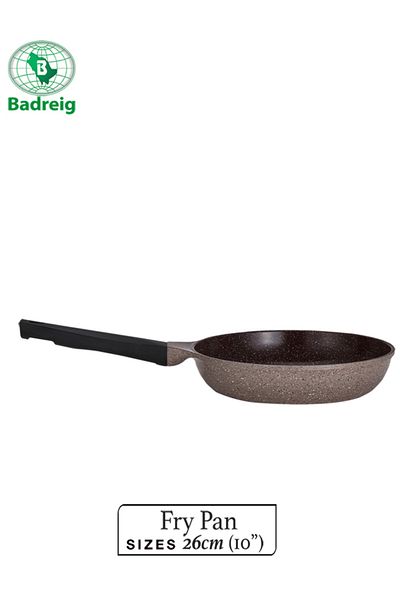 badreig LAHOYA CERAMIC COATED FRY PAN 26CM 2.3L Brown Aluminum  Marble Nonstick Coating |Made in Saudi