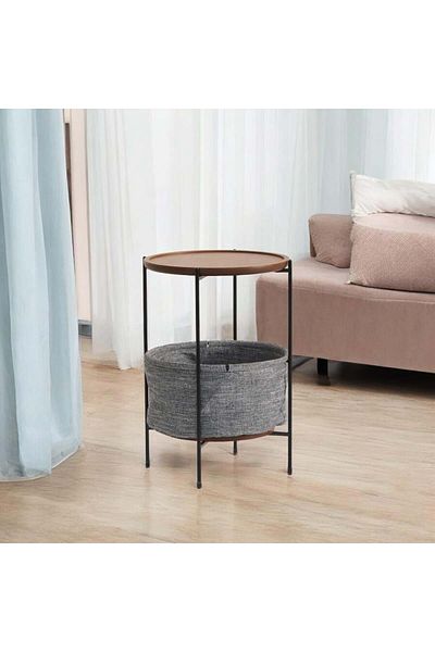 kafeny Brown serving table with storage basket