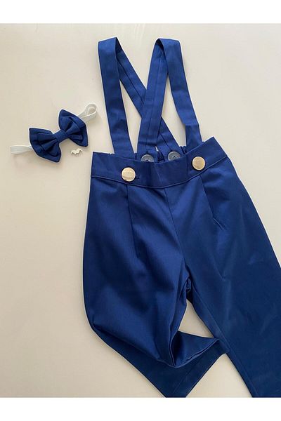 tubibebe 2-Piece Dark Blue Salopet + Bow Tie Set