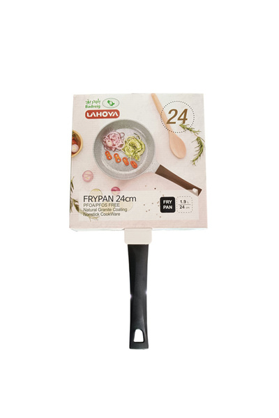 badreig LAHOYA CERAMIC COATED FRY PAN 24CM 1.9L Red Aluminum  Marble Nonstick Coating |Made in Saudi