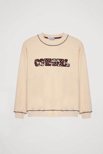 Quzu Beige Women's Sweatshirt - Swt00006 Model