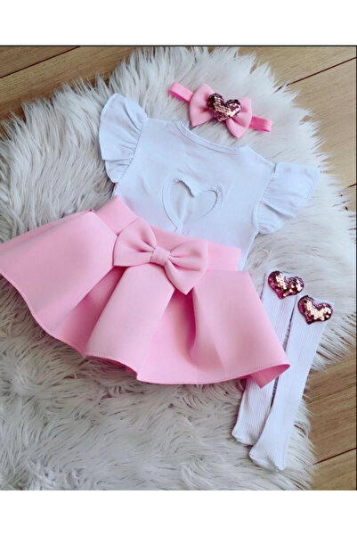 Kokosh kidss Girls' Sequined Heart Skirt Set