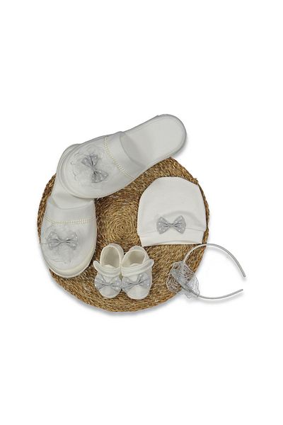 Bilge Trend Point Bow Baby Boy & Mother 4 Pieces Lohusa Set